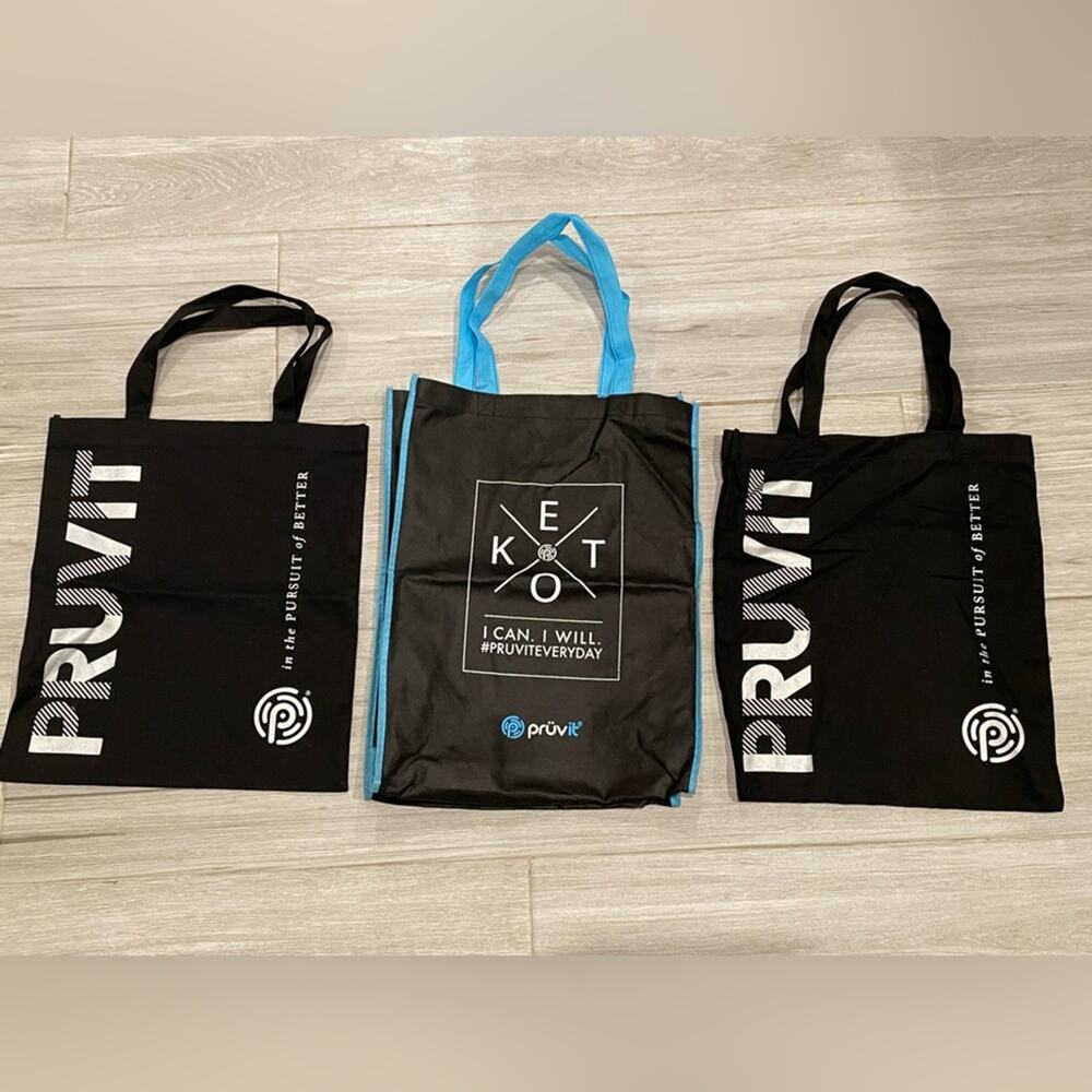3 Pruvit tote bags